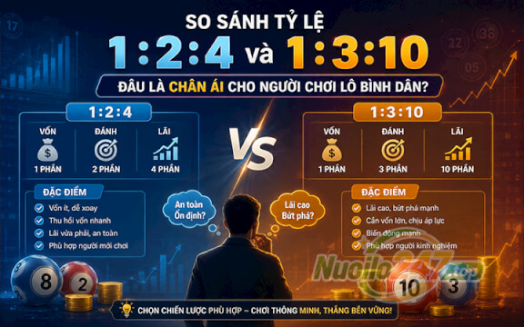 So sánh tỷ lệ 1:2:4 và 1:3:10: Đâu là chân ái cho người chơi lô bình dân?