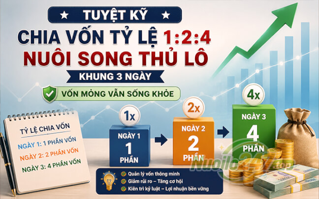 Tuyệt kỹ chia vốn tỷ lệ 1:2:4 nuôi song thủ lô khung 3 ngày: Vốn mỏng vẫn sống khỏe